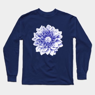 Ballpoint Blue Dahlia Long Sleeve T-Shirt